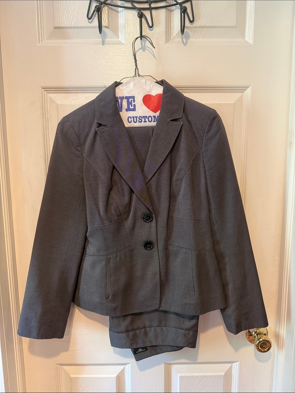 Ann Taylor Women's Two-Button Dark Gray Blazer/Suit Jacket